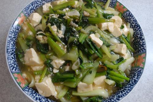 豆腐と青菜の炒め081115