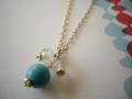 three gems dangle gold filled necklace